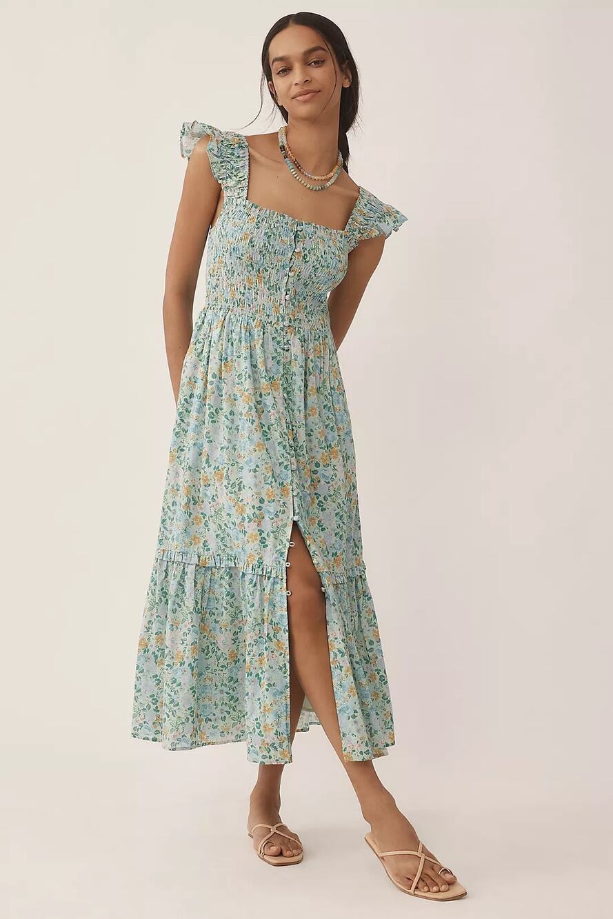 New Anthropologie Peregrine Square Neck Floral Midi Dress NWT Size S